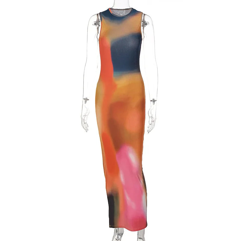 Dulzura Women’s Summer Tie-Dye Bodycon Long Dress - Chic summer dress for women