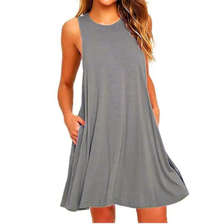 Loose Fit Swing T-Shirt Dress – Women’s Summer Casual Dress with Pockets and Beach Cover-Up
