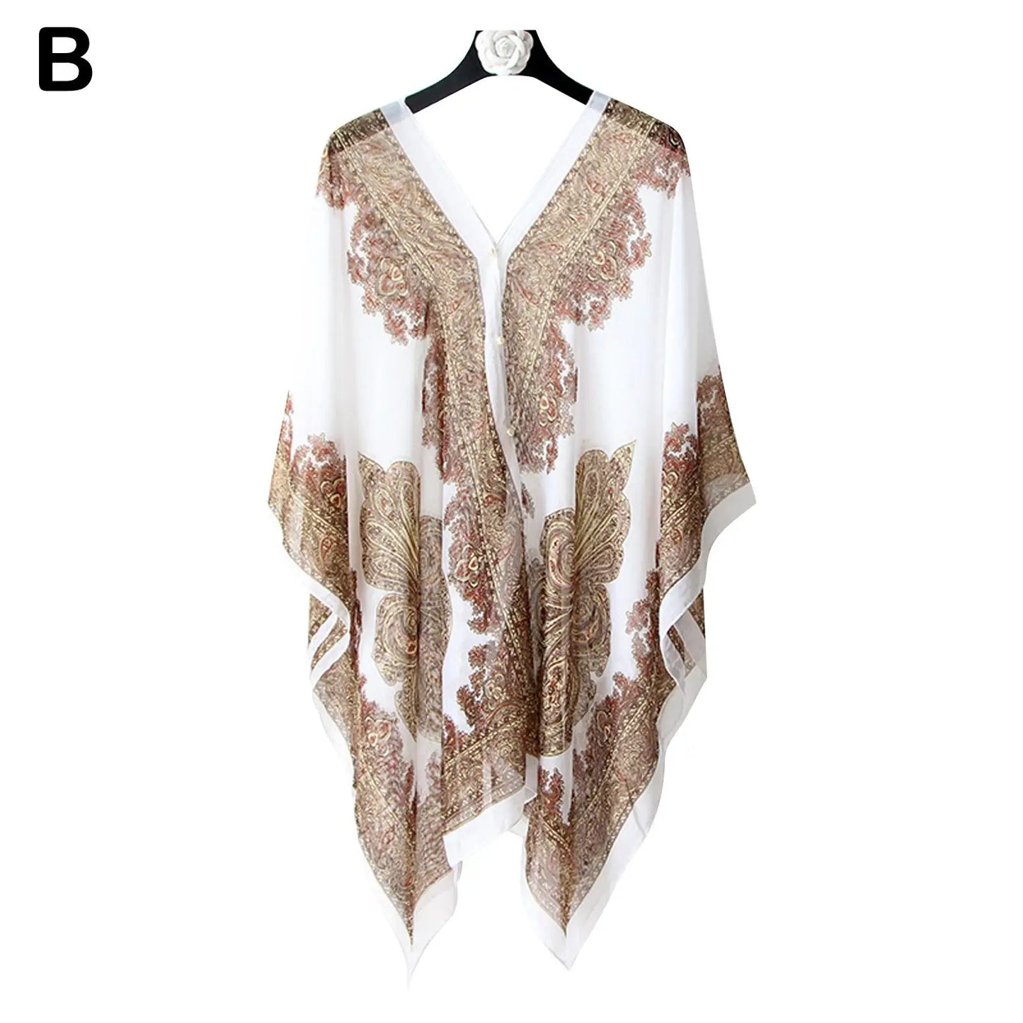 Women’s Chiffon Kaftan Beach Cover-Up – Loose Tunic Dress for Swimwear & Resort Wear