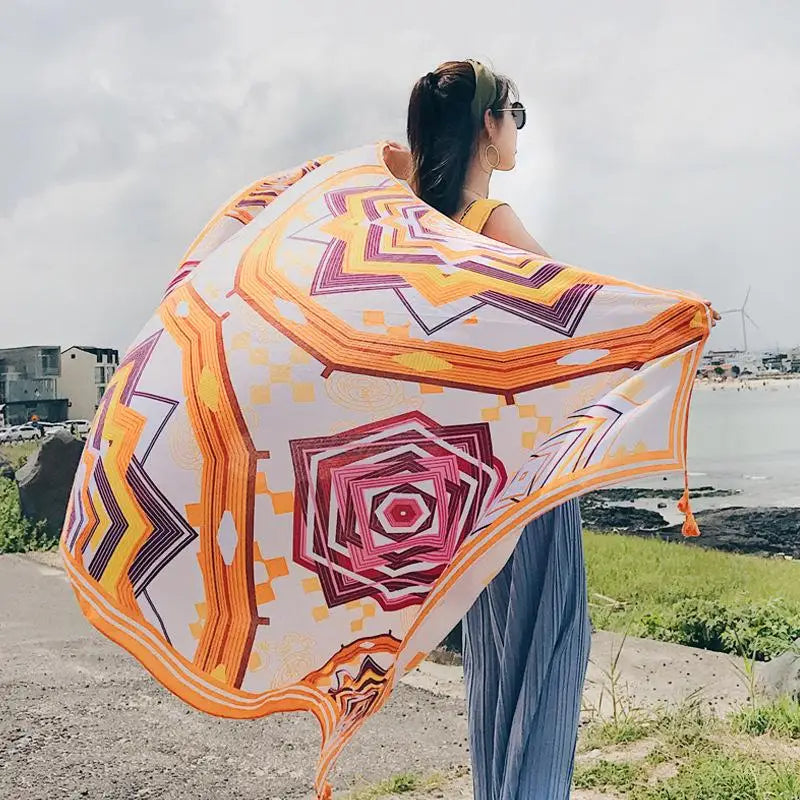 Twill Cotton Pareo Beach Cover Up – 90x180cm Large Sarong Wrap for Women