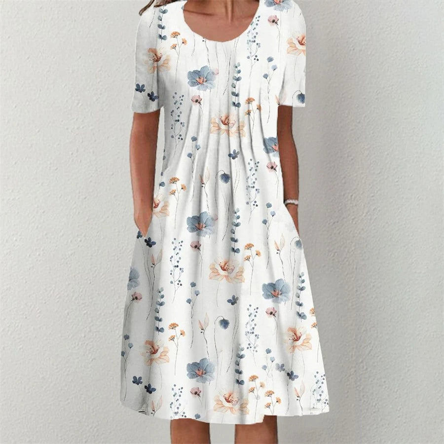 Elegant Casual Women’s Dress – Short Sleeve Loose Fit Weekend & Holiday Dress