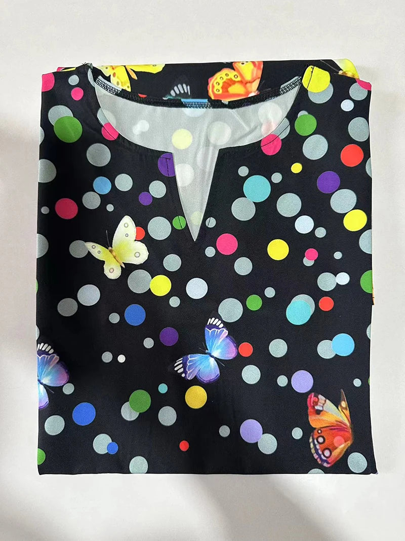 European & American Women's V-Neck Sleeveless Sexy Printed Large Hem Dress