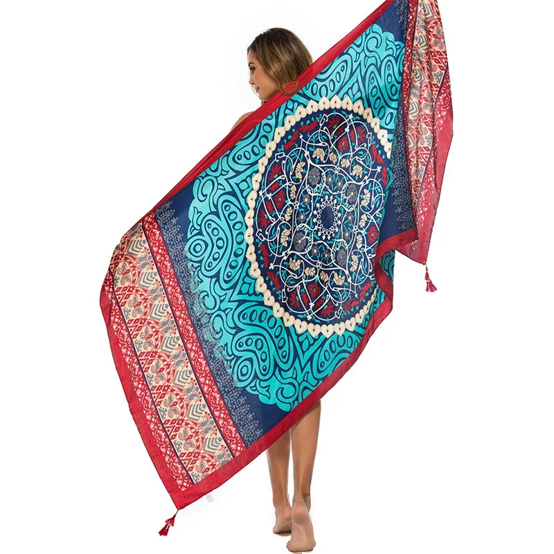 Twill Cotton Pareo Beach Cover Up – 90x180cm Large Sarong Wrap for Women