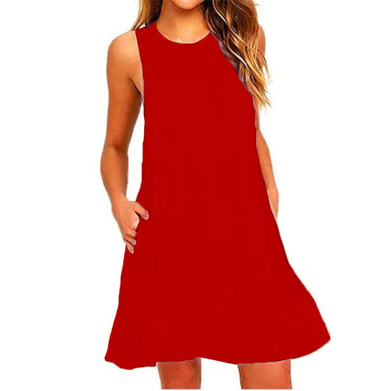 Loose Fit Swing T-Shirt Dress – Women’s Summer Casual Dress with Pockets and Beach Cover-Up
