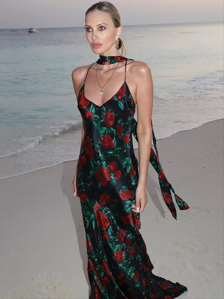Mozision Halter Backless Maxi Dress - Chic summer dress for women