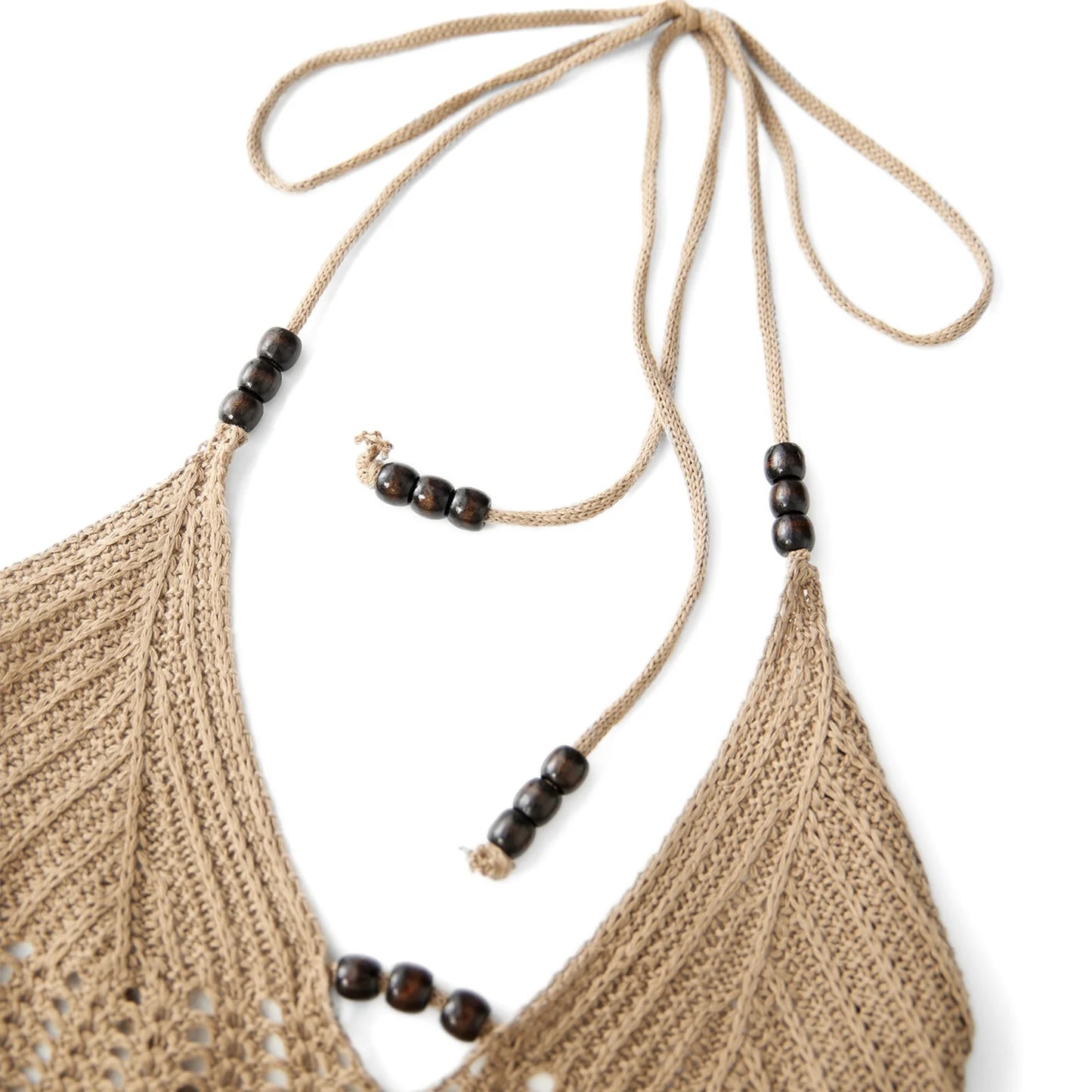 Robe courte dos nu Hirigin pour femme – Robe moulante d'été en tricot crocheté