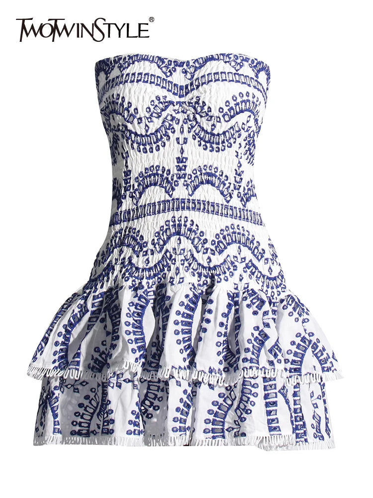 Designer Women’s Strapless Mini Dress - Chic summer dress for women