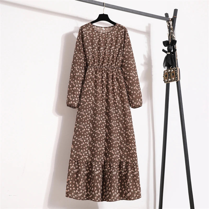 Spring Summer Women’s Floral Maxi Dress – Casual Full Sleeve Boho Beach Party Dress