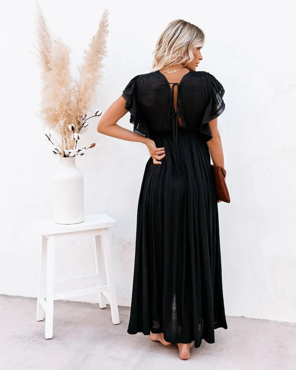 Bohemian Long Bikini Cover-Up for Women – V-Neck Lace-Up Kimono Swim Dress & Sarong Skirt