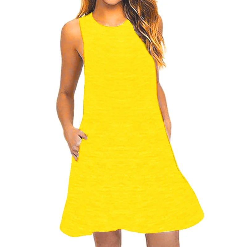 Loose Fit Swing T-Shirt Dress – Women’s Summer Casual Dress with Pockets and Beach Cover-Up