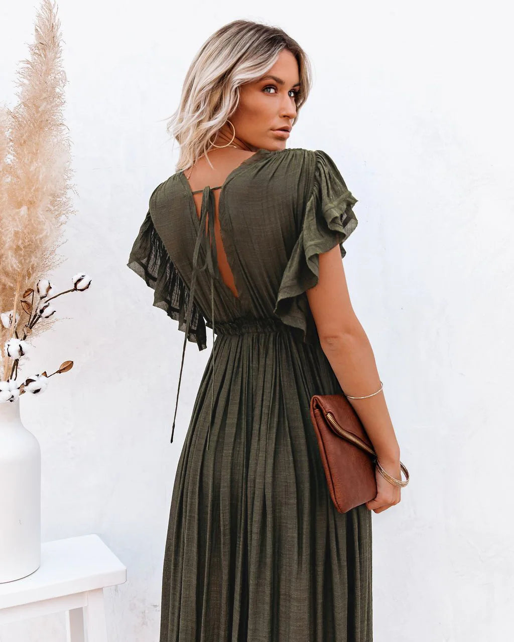 Summer Women’s V-Neck Kimono Bikini Cover-Up – Lace-Up Boho Beach Dress