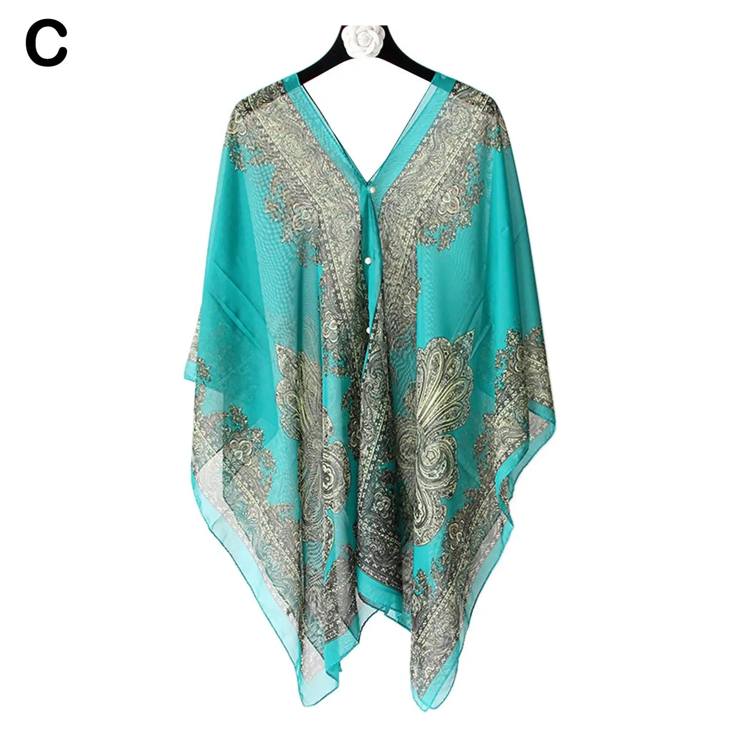 Women’s Chiffon Kaftan Beach Cover-Up – Loose Tunic Dress for Swimwear & Resort Wear
