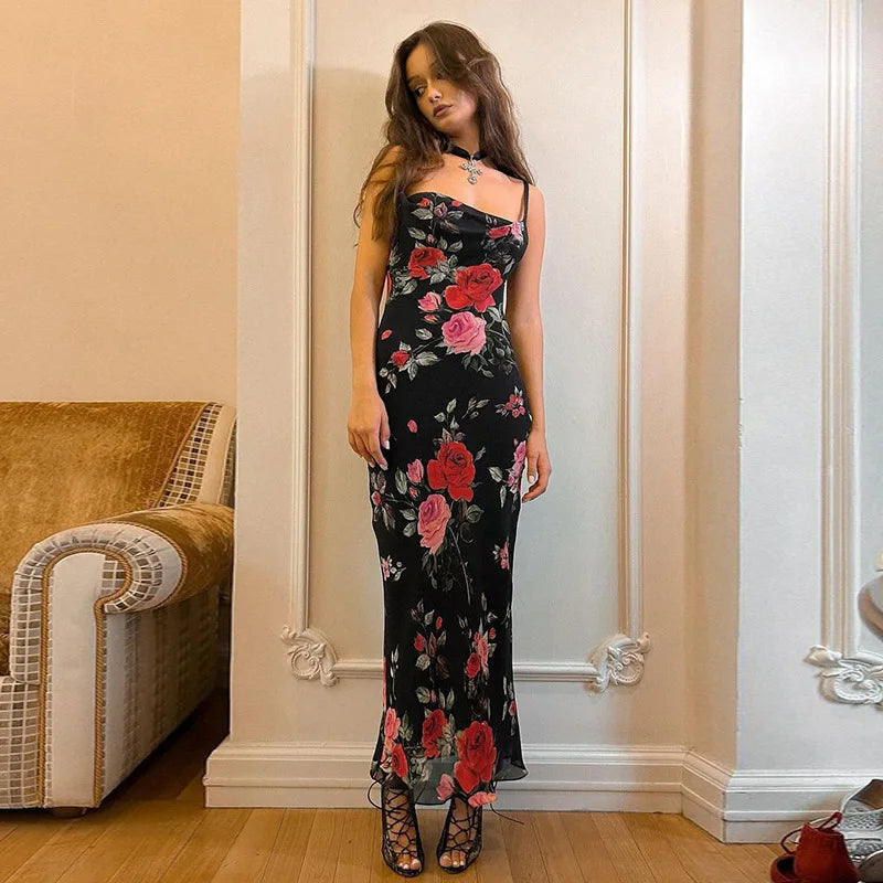 Floral Print Spaghetti Strap Bodycon Dress - Chic summer dress for women