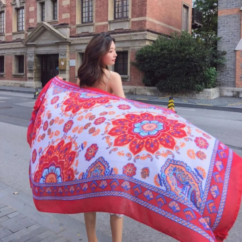 Twill Cotton Pareo Beach Cover Up – 90x180cm Large Sarong Wrap for Women