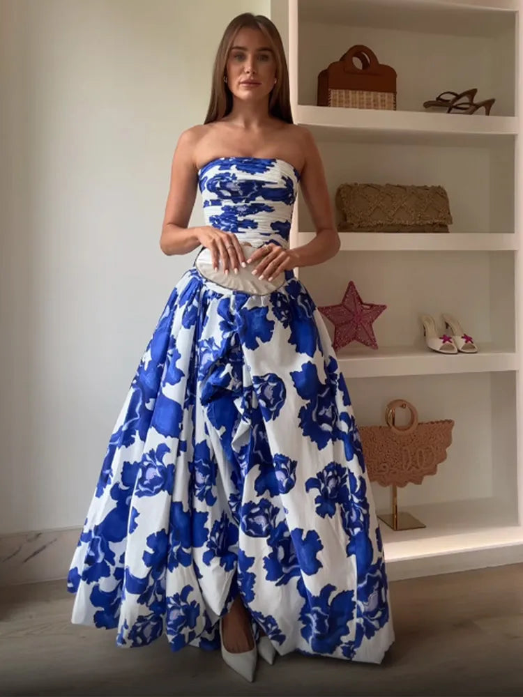 Chic Printed Mini Dress – Women’s Ruffle Half Sleeve High Waist Short Dress