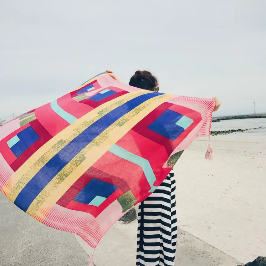 Twill Cotton Pareo Beach Cover Up – 90x180cm Large Sarong Wrap for Women