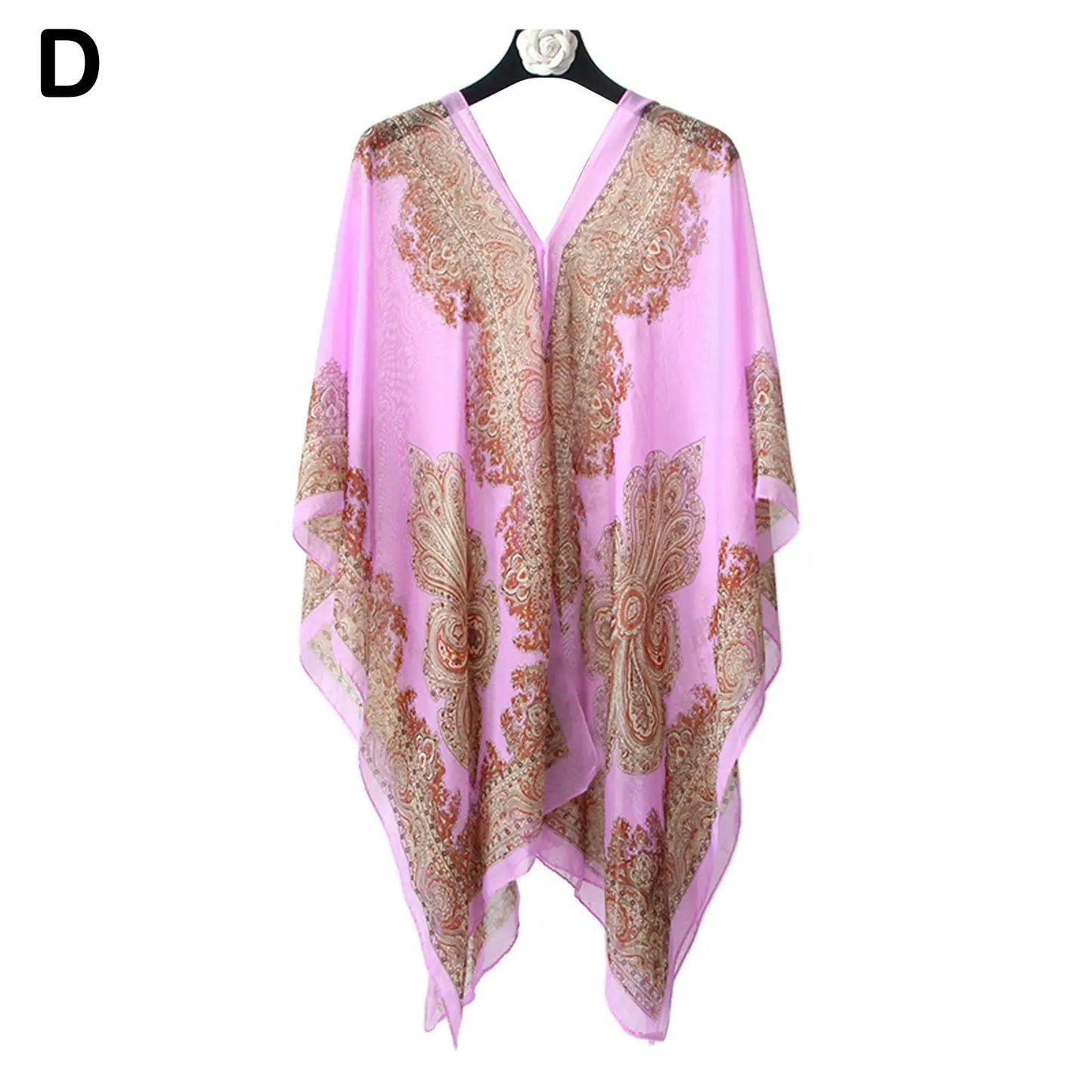 Women’s Chiffon Kaftan Beach Cover-Up – Loose Tunic Dress for Swimwear & Resort Wear