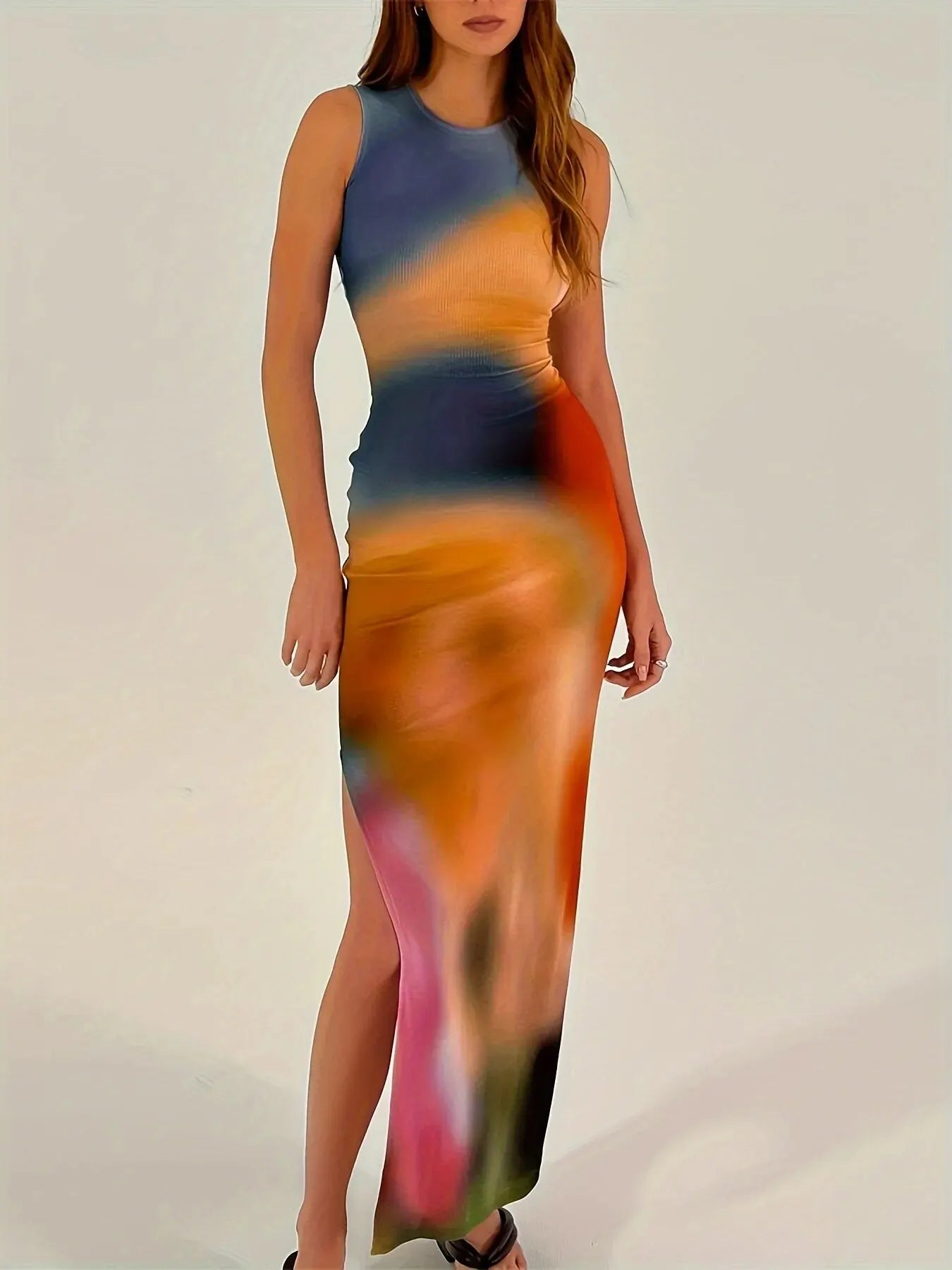 Dulzura Women’s Summer Tie-Dye Bodycon Long Dress