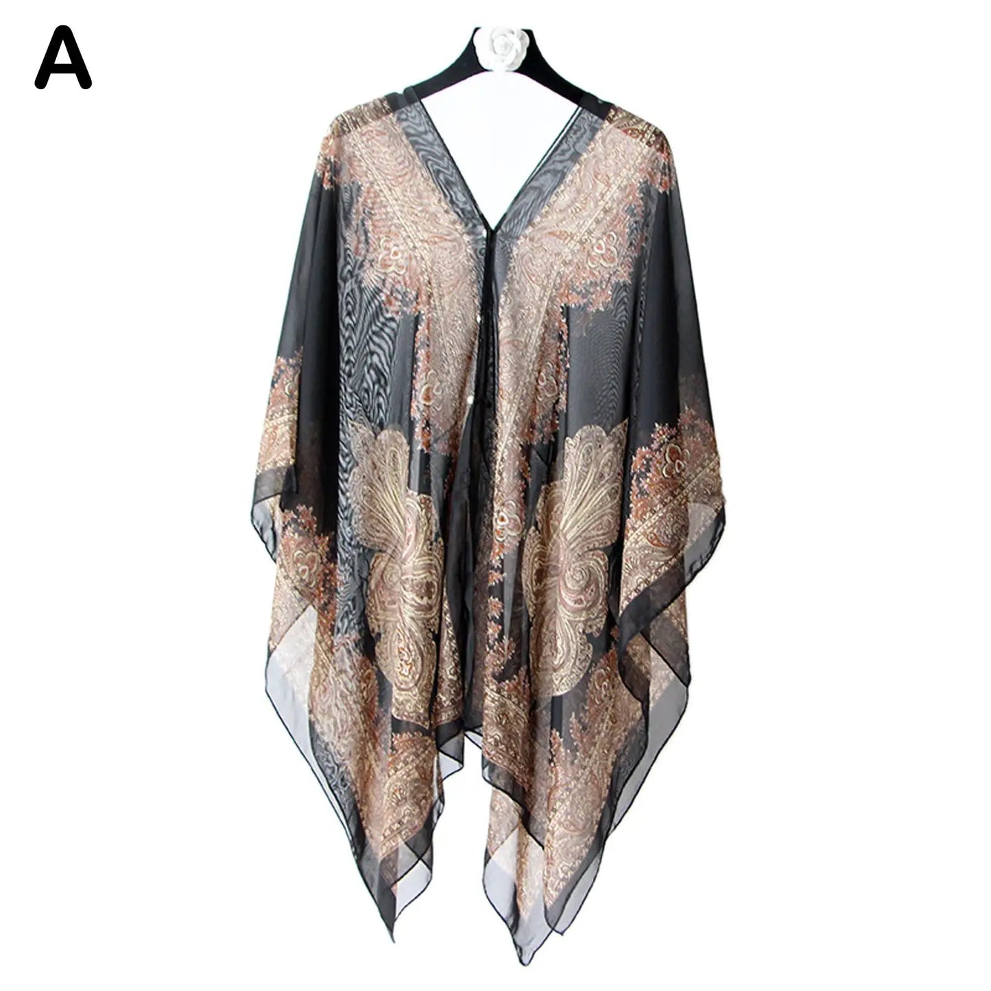 Women’s Chiffon Kaftan Beach Cover-Up – Loose Tunic Dress for Swimwear & Resort Wear