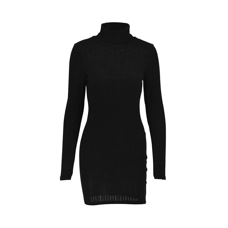 Elegant Party Sweater Dress – Women’s Solid Knit Long Sleeve Mini Dress 2024