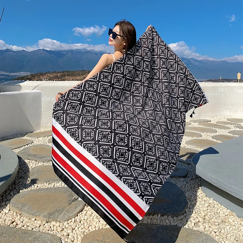 Twill Cotton Pareo Beach Cover Up – 90x180cm Large Sarong Wrap for Women