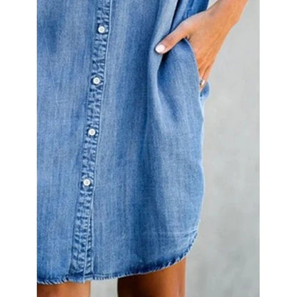 Women’s Casual Denim Shirt Dress - Chic summer dress for women