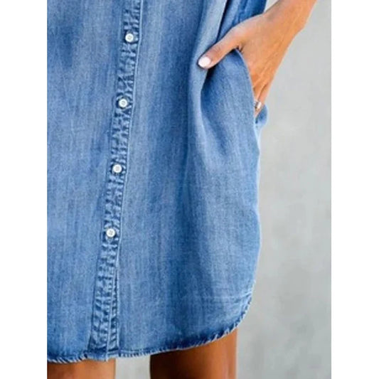 Women’s Casual Denim Shirt Dress - Chic summer dress for women