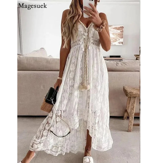 Lace V-Neck Maxi Dress - Chic summer dress for women
