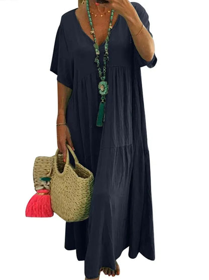 Robe ample à col en V profond et ourlet irrégulier pour femme, collection printemps-été