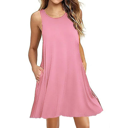 Loose Fit Swing T-Shirt Dress – Women’s Summer Casual Dress with Pockets and Beach Cover-Up