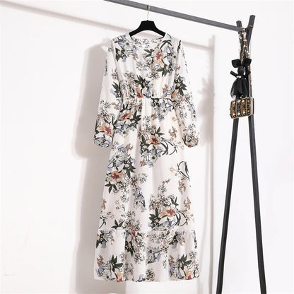 Spring Summer Women’s Floral Maxi Dress – Casual Full Sleeve Boho Beach Party Dress