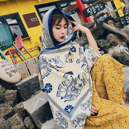 Twill Cotton Pareo Beach Cover Up – 90x180cm Large Sarong Wrap for Women
