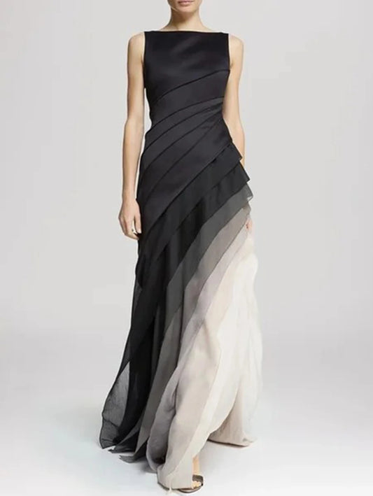 Gradient Patchwork Women’s Party Dress - Chic summer dress for women