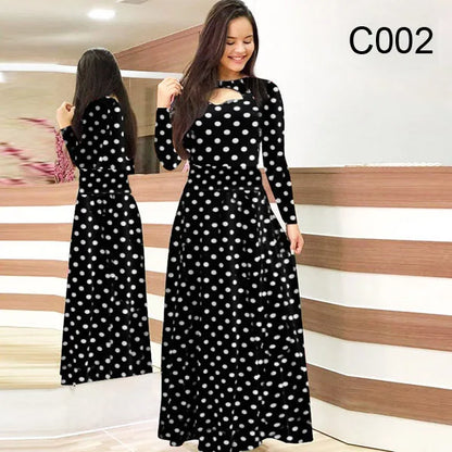 Robe à manches longues et imprimé floral pour femme, coupe ajustée et ajourée – Robe printemps-automne