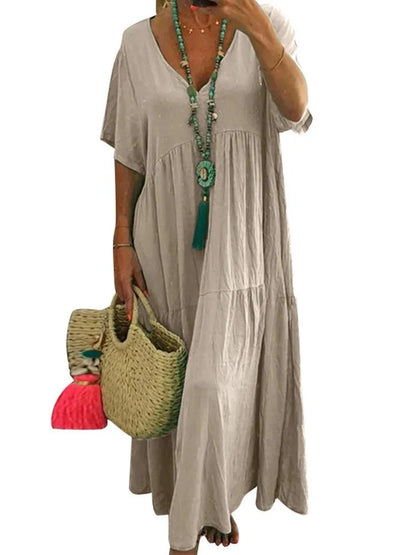 Robe ample à col en V profond et ourlet irrégulier pour femme, collection printemps-été