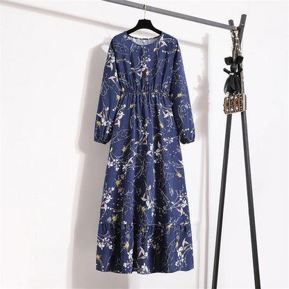 Spring Summer Women’s Floral Maxi Dress – Casual Full Sleeve Boho Beach Party Dress