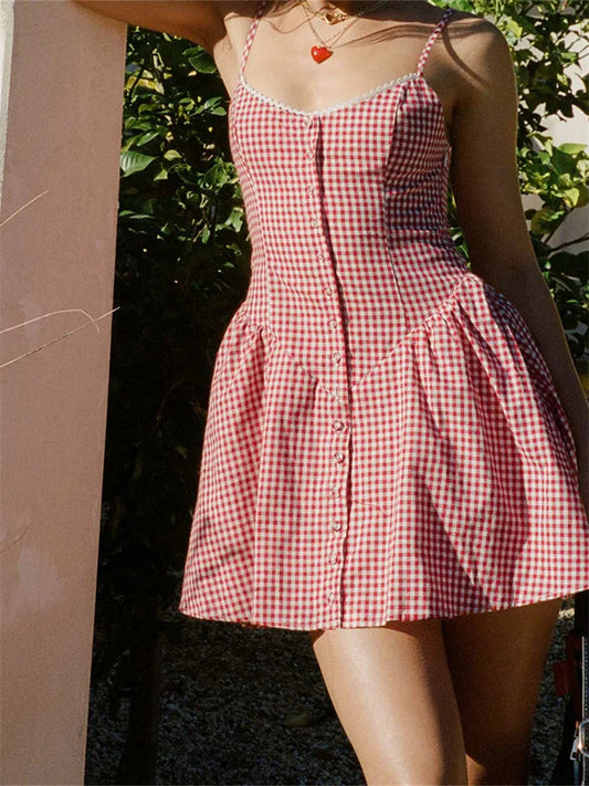 Plaid Print Spaghetti Strap Camis Dress for Women - Chic summer dress for women