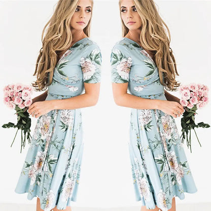 Bohemian V-Neck Floral Summer Dress – Casual Loose Empire Sundress