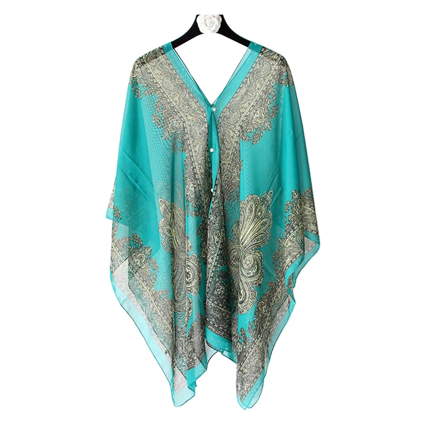 Women’s Chiffon Kaftan Beach Cover-Up – Loose Tunic Dress for Swimwear & Resort Wear