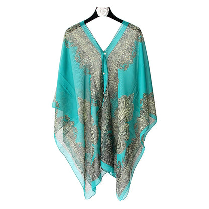 Women’s Chiffon Kaftan Beach Cover-Up – Loose Tunic Dress for Swimwear & Resort Wear