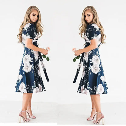 Bohemian V-Neck Floral Summer Dress – Casual Loose Empire Sundress