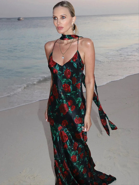 Mozision Halter Backless Maxi Dress - Chic summer dress for women