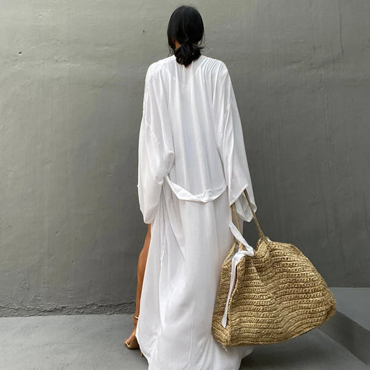 Solid Color Kimono Beach Cover-Up - Chic summer dress for women