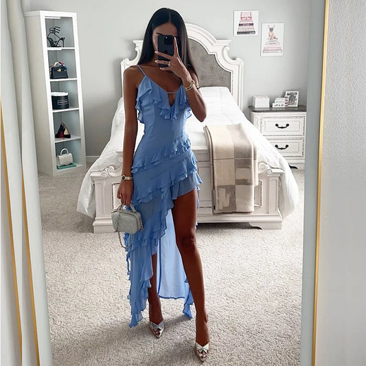 Elegant High Slit Layered Dress - Chic summer dress for women