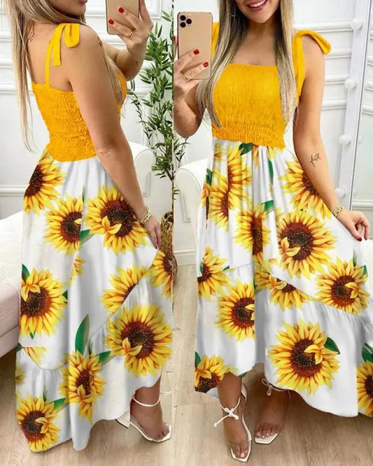 Floral Spaghetti Strap Maxi Dress - Chic summer dress for women
