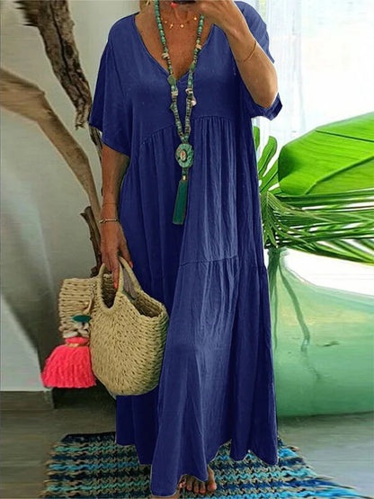Robe ample à col en V profond et ourlet irrégulier pour femme, collection printemps-été