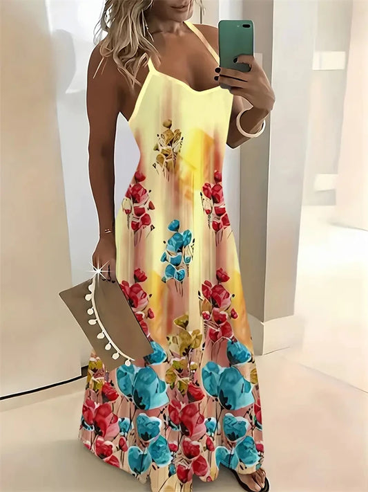 Women’s Summer Sleeveless Retro Strap Dress - Chic summer dress for women