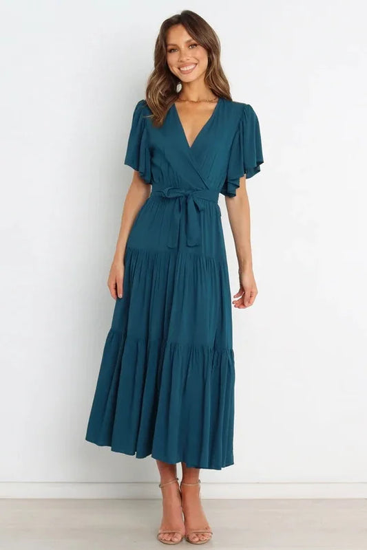 Women’s Trendy Solid Color Ruffle Dress - Chic summer dress for women