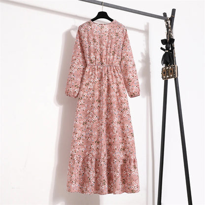 Spring Summer Women’s Floral Maxi Dress – Casual Full Sleeve Boho Beach Party Dress