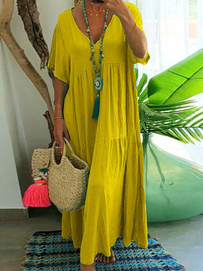 Robe ample à col en V profond et ourlet irrégulier pour femme, collection printemps-été